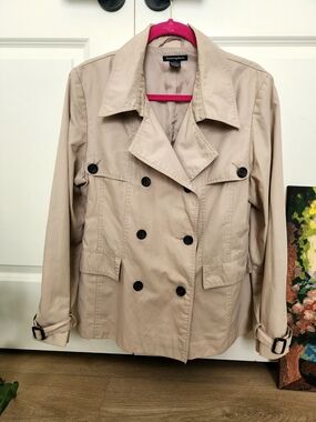 Atmosphere Beige Trench Jacket XL Double Breasted Classic Lightweight Coat